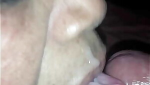 Ebony Granny eats cum